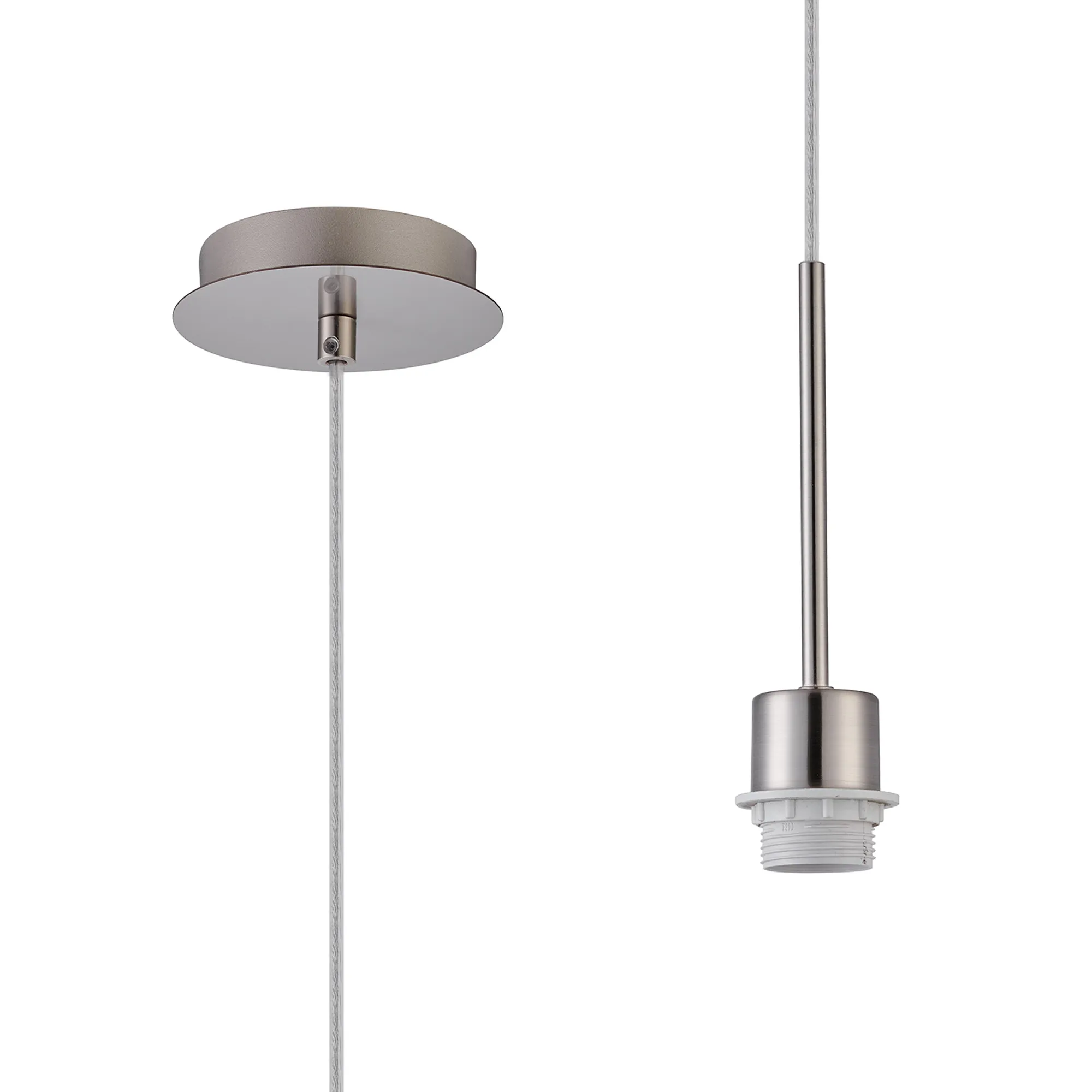 D0904SN  Carrie 12cm Satin Nickel 1 Light E27 Universal Single Pendant (FRAME ONLY), Suitable For A Vast Selection Of Shades
